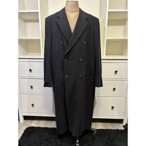 100% Wool Dillards Roundtree & Yorke Mens 46 Charcoal Grey Double Breasted Coat